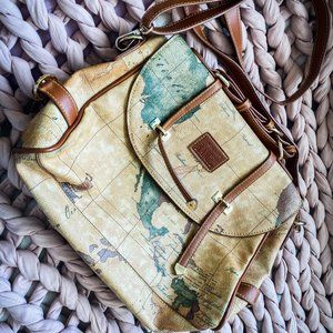 RARE!  B.Angel Map Crossbody World Map Bag Purse